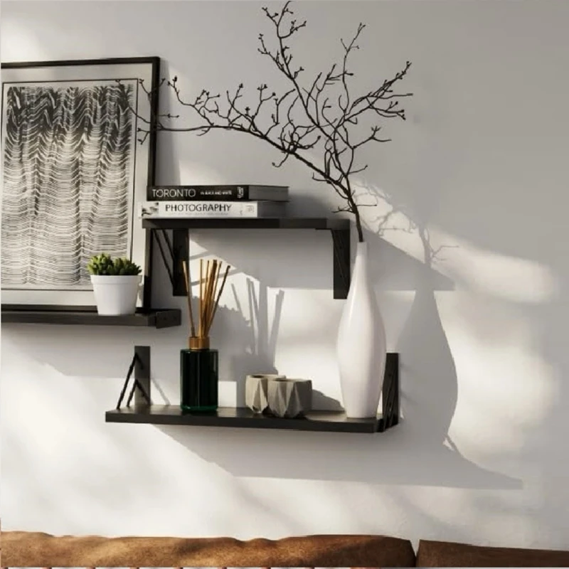 Wall Shelf Black Wall Frames In Different Sizes. Wall-Mounted Wooden Frame Home Furnishing