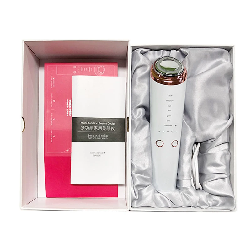 Elektrisches Gesichtsschönheitsinstrument, Gesichtsmassagegerät, 6-in-1-Reinigungsmaschine, LED, blaues rotes Licht, Wellenlift, fest, straffen Falten