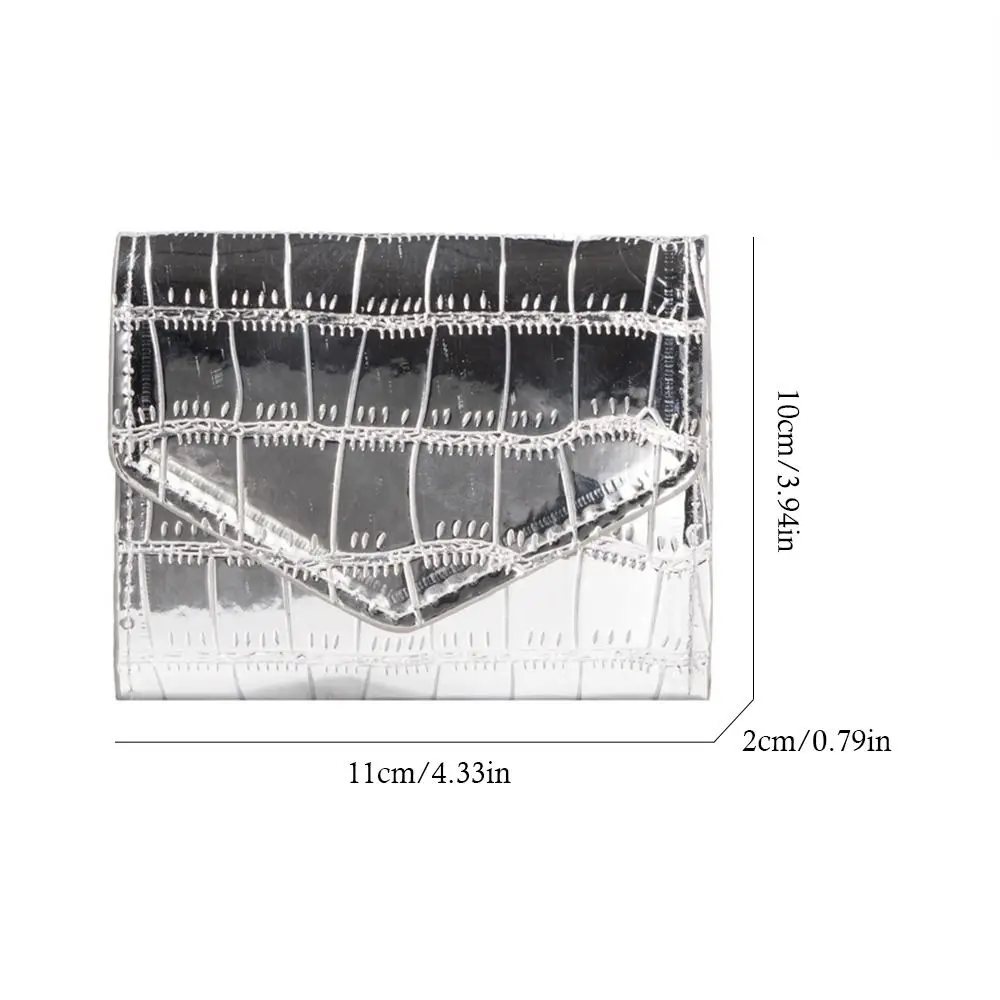 Fashion Short Mini Wallets Laser Stone Pattern Coin Purses Multi-functional PU Card Holder Women