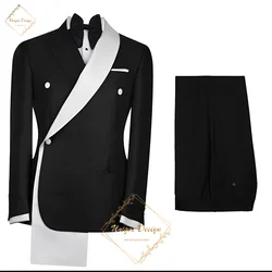 Suit for Men 2-Piece Slim Fit One Button Black Jacket & Pants Tuxedos Stylish Prom Wedding Dinner Formal Homme Attire