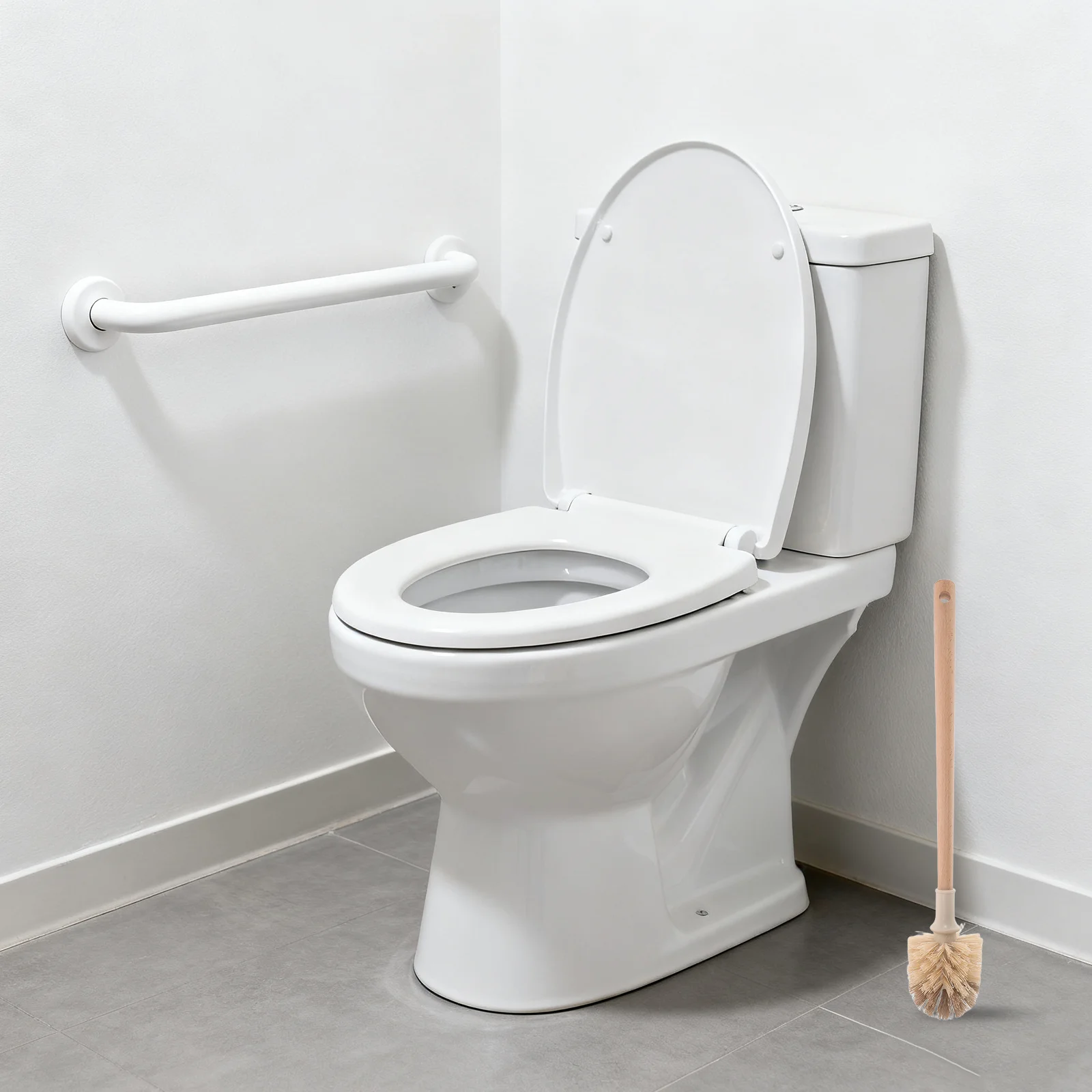 

2Pcs 18 Inch Long Handle Toilet Brush with Wooden Handle Deep Cleaning Bathroom Scrubber Household Toilet Cleaning Tool