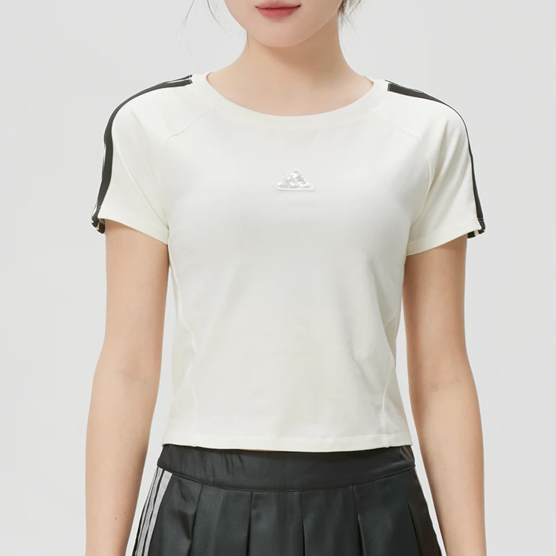 

Adidas T-Shirt Women's Sportswear Fashionable Slim-Fitting Short-Sleeved Running Breathable Short Fitness Training Wear Ks0276