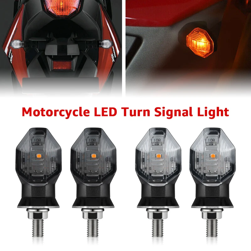 8mm Mini Motorcycle LED Turn Signal Lights 12V Amber Arrow Flasher Blinker Lamp For Honda Yamaha Kawasaki Motorcyle Indicator