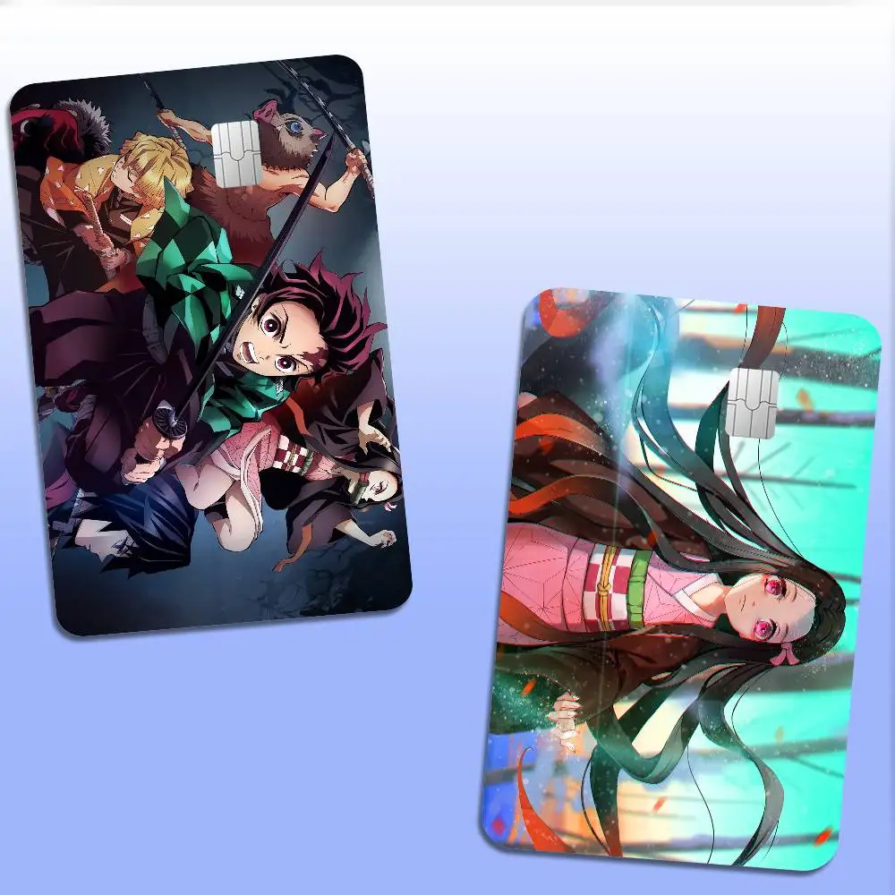 Demon S-Slayer Cartoon Kamado Nezuko Anime Diy Credit Debit Card Sticker Party Sticker Decoration Small Chip Card Skin Sticker