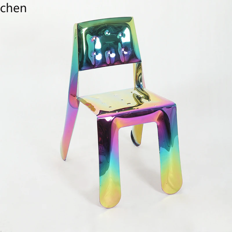 HT Internet celebrity creative stainless steel balloon chair art biscuit chair light luxury metal dining chair