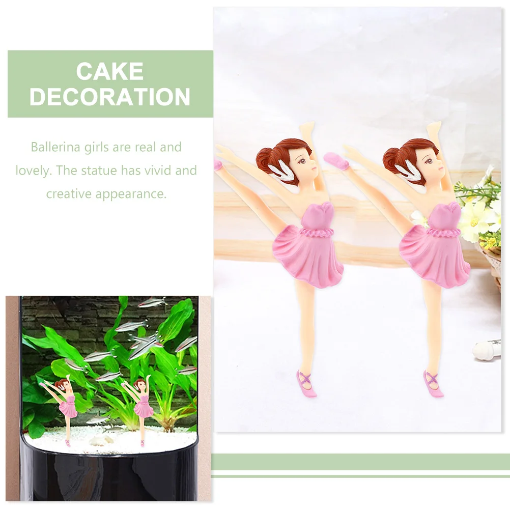 

4 Pcs Ballerina Ornaments Party Decorations Cake Ballet Statue Figurines Pvc Supplies
