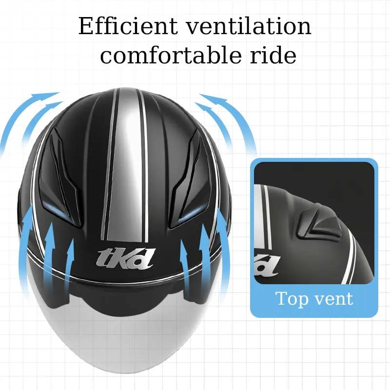 

Motorcycle Open Face Helmet For Men And Women Dual Lens Sun Visor Face Shield Top Lightweight Scooter Bike Retro 3/4 Helmet