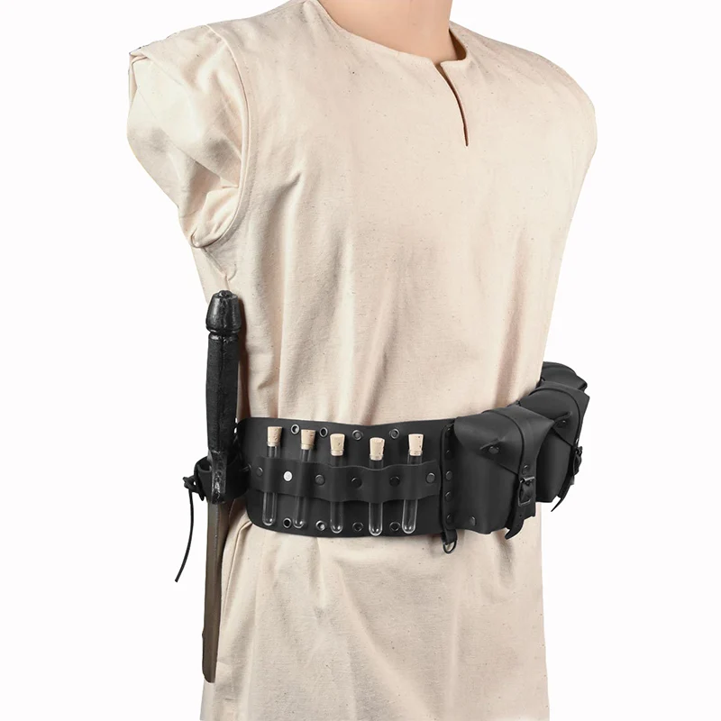 Medieval Alchemist Witch Wizard Sword Belt Viking Knight Healer Cosplay Costume Steampunk Witchcraft Potion Bottle Bag Accessory