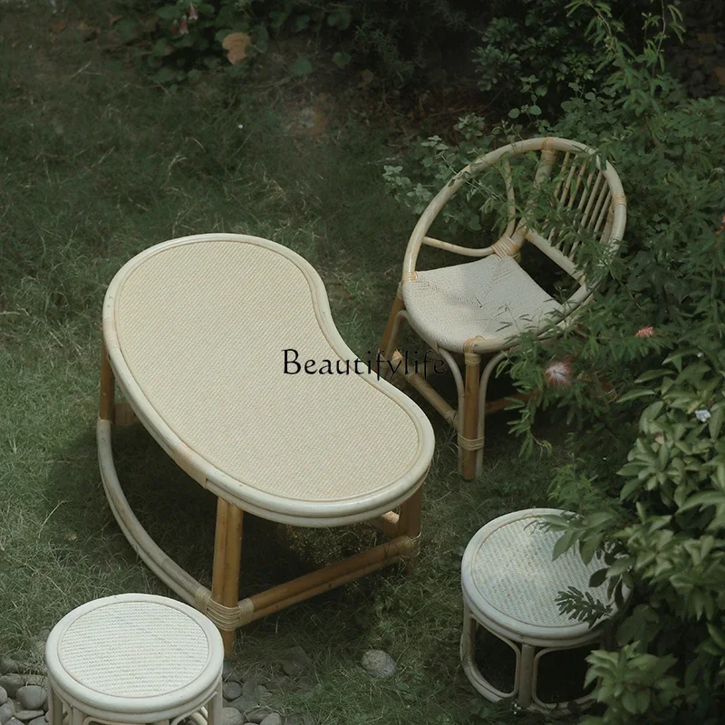 

yj21Tea Table Rattan Woven Nordic Bay Window Tatami Japanese Round Tea Table