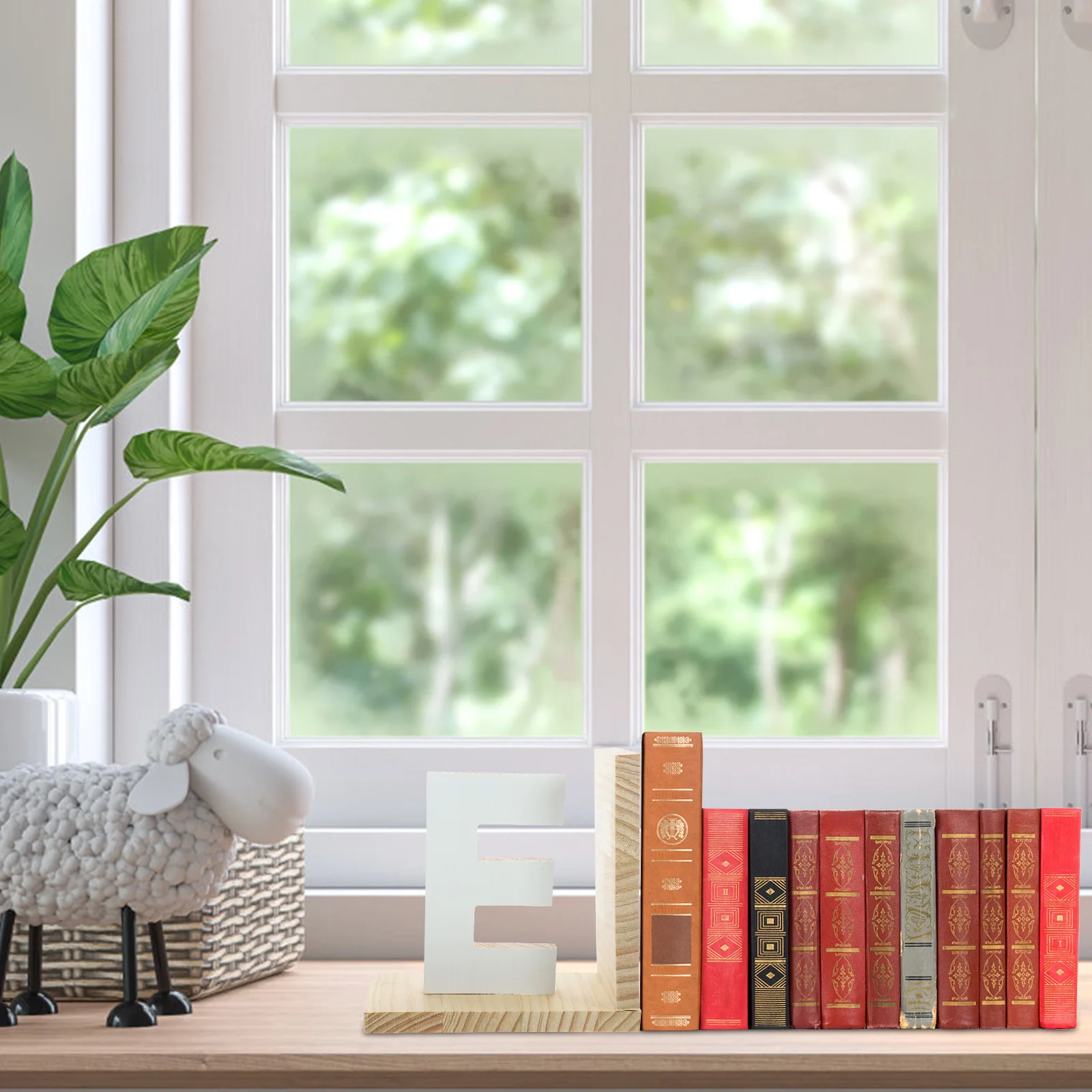 

Reusable Wooden Bookends Letter Book Holders for Desks and Shelves Keeps Books Firmly Organized Luxurious Decoration
