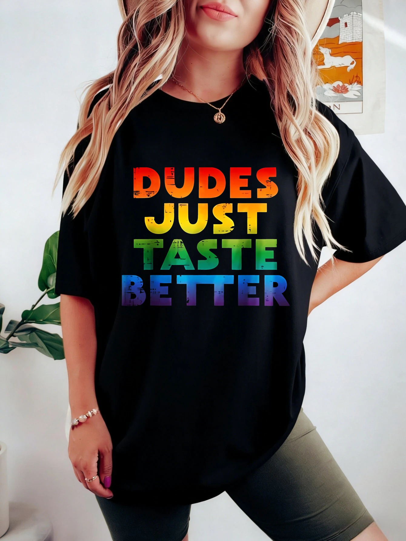 

Women's Funny Graphic DUDES JUST TASTE BETTER Printed Cotton Short Sleeve Casual Summer Tshirt Gift for Her
