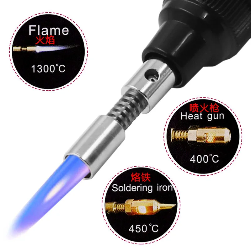 Imagem -05 - Gás Butano Soldagem Ferros de Solda Soldagem Pen Burner Blow Torch Ferro de Solda a Gás sem Fio Butano Dica Ferramenta Faça Você Mesmo Pão 1300 c