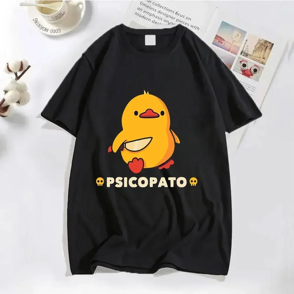 Psicopato Summer Clothing Duck with Knife Funny Printed Tshirt Clothes Aesthetic Tops Y2k New Style Fashion Casual Unique Tops