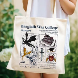 Fantasy Book four Wing Print Tote Bags Basgiath War College Ladies Shopping HandBags Vintage Dragon Rider Fashion Womens Bags