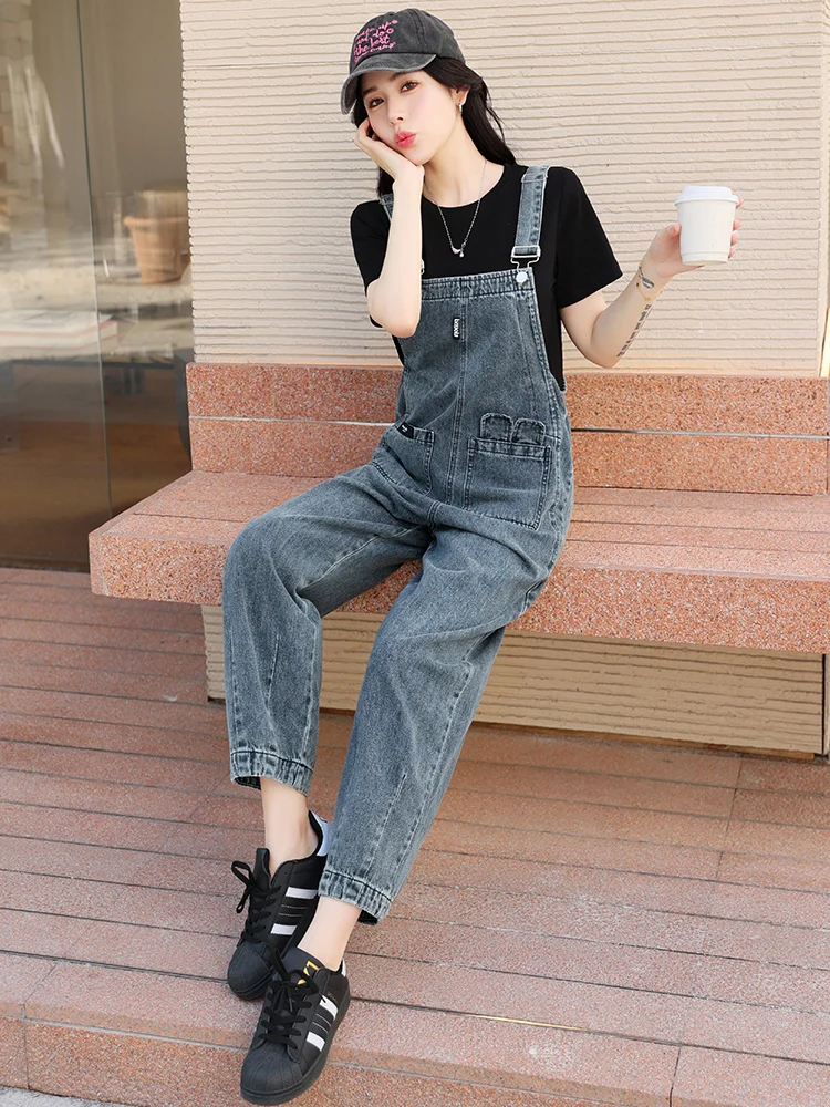 

Повседневные женские джинсовые комбинезоны, легкие эластичные женские джинсы с высокой талией и широкими штанинами, антивозрастные, осенний сезон