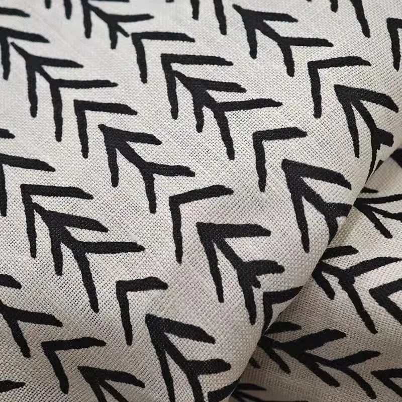 Holiday Style Black and White Arrow Printed Natural Linen Fabric For Women’s Dress Blouse Handmade DIY Clth Sewing Material