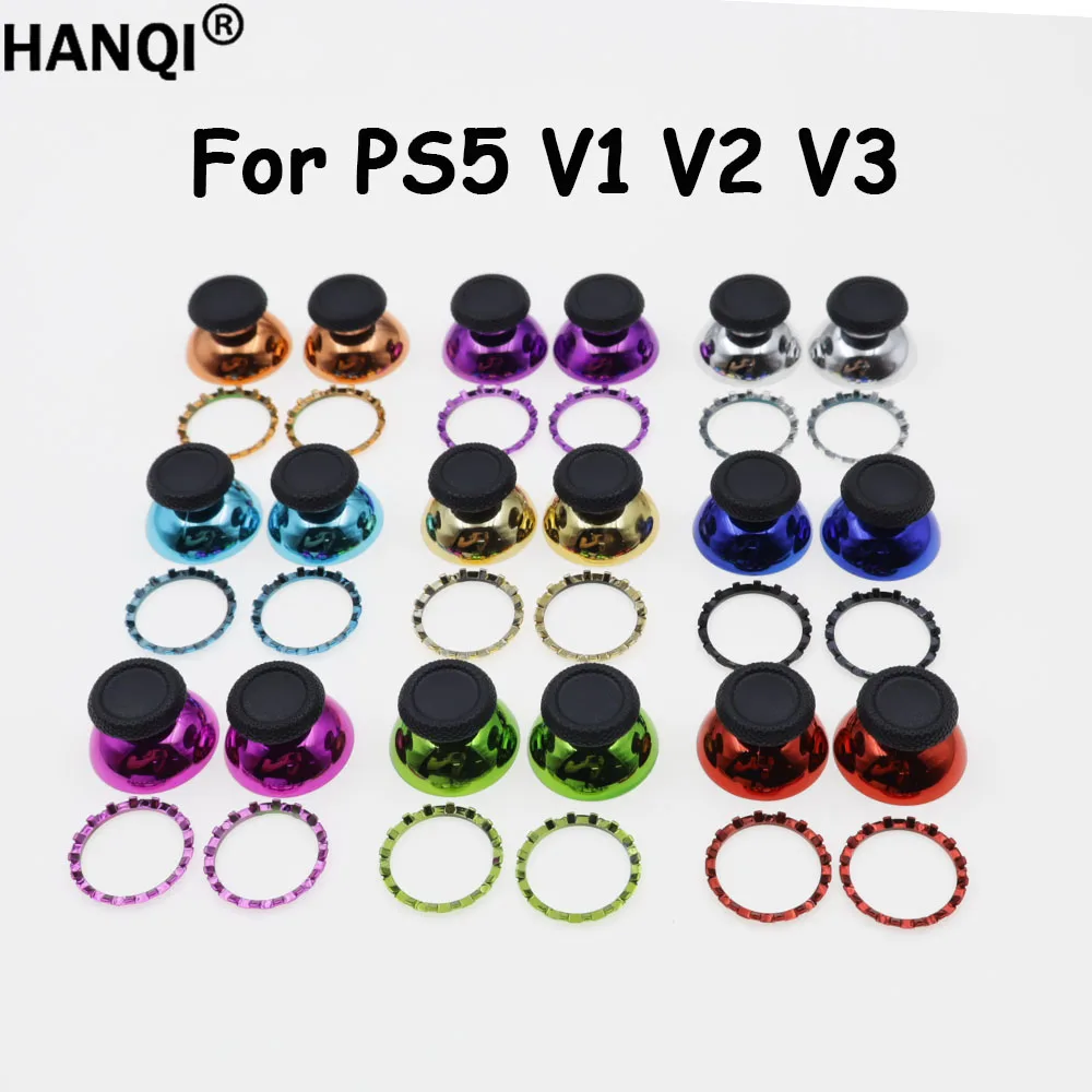 1 Set 3D-Analog-Thumbstick-Kappen mit Chrom-Akzentringen für PS5 BDM-010 BDM-020 BDM-030 Controller Joystick Reparaturteil