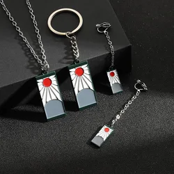 YMQAHWY Demon Slayer Necklace Keychain Earrings Japanese Anime Cartoon Tanjiro Kamado Jewelry Gift for Women Girls