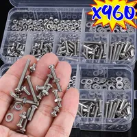 M3 Screw Nut Sets Stainless Steel Hexagon Hex Socket Screws Nuts Set Round Flat Cap Head Bolt Assortment Kits Hardware Wholesale