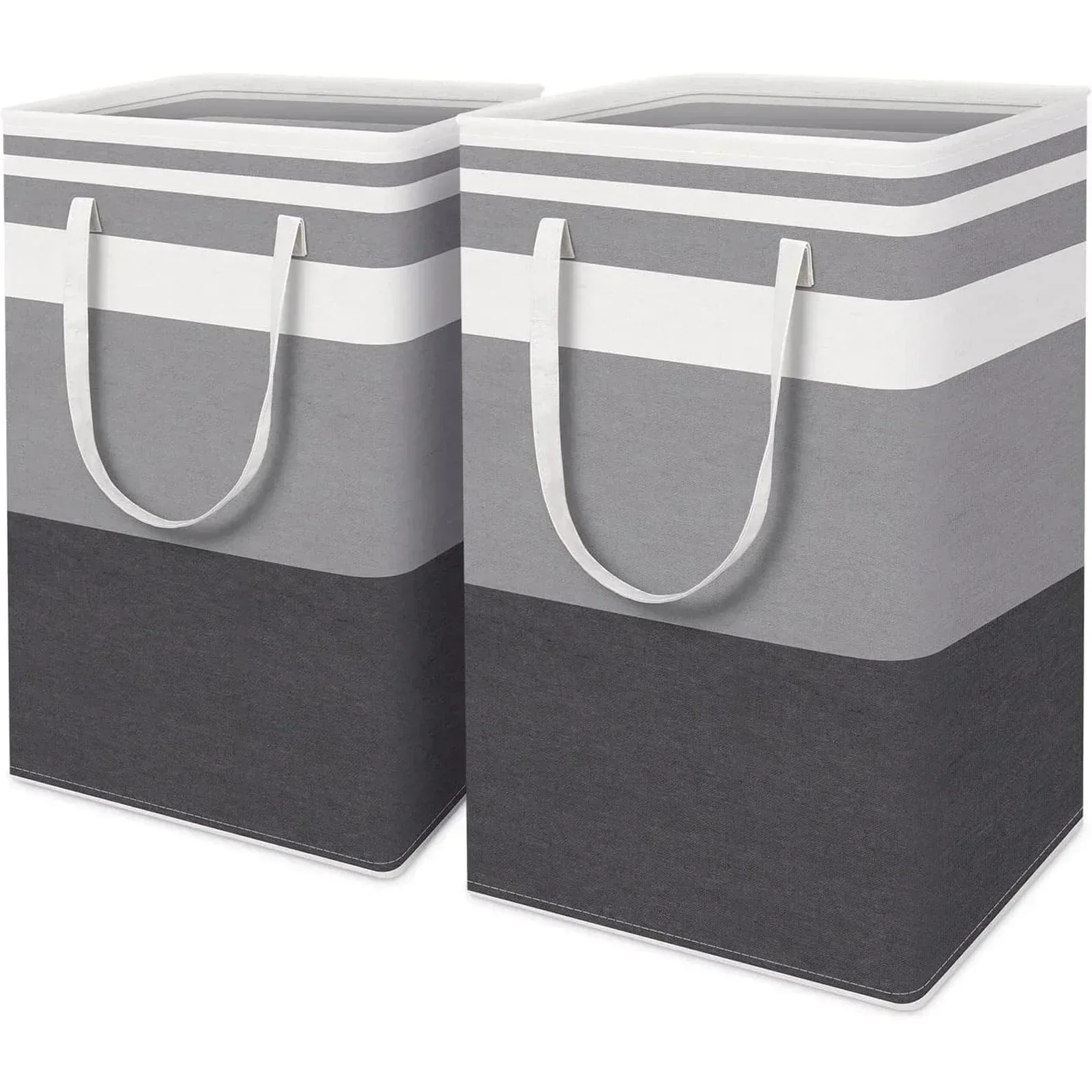 

2-Piece Large Laundry Basket Set with Extended Handles Gradient Gray Laundry Basket for Clothes and Toys at Home