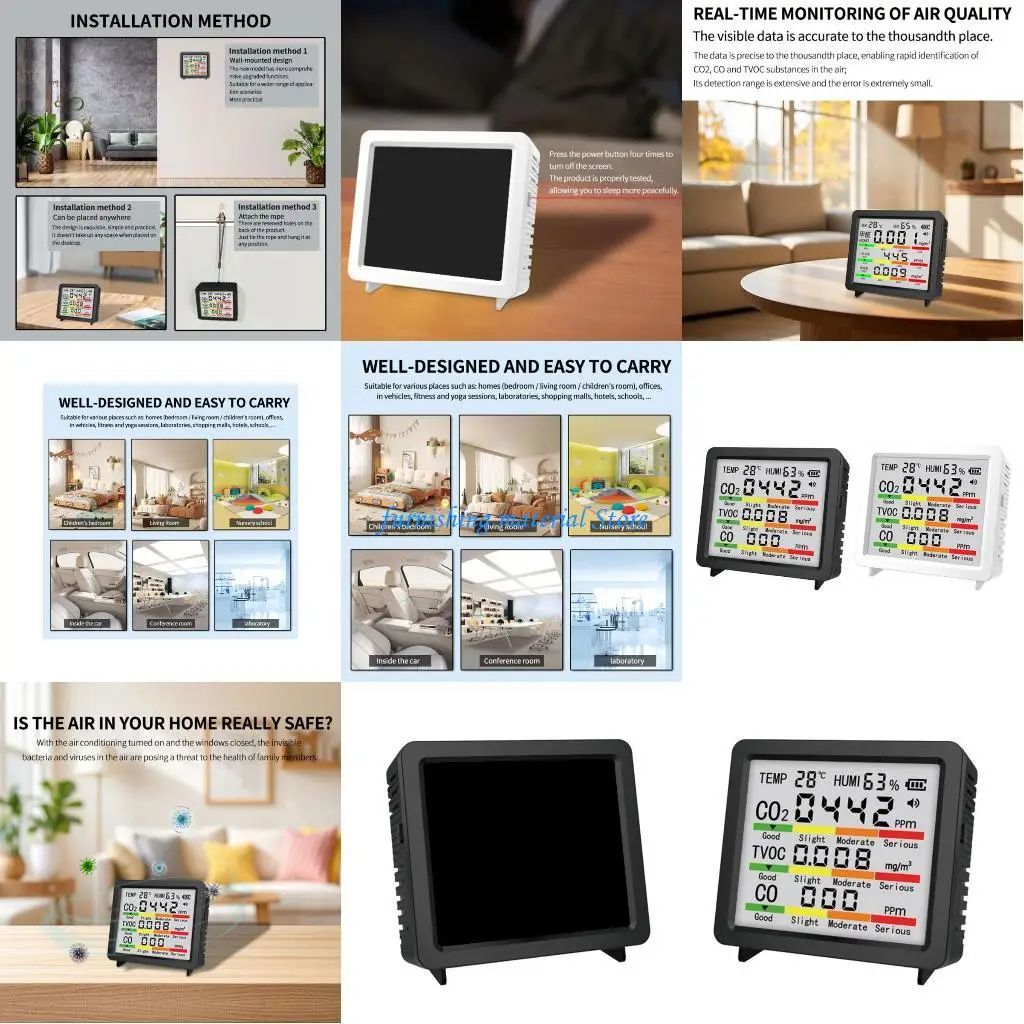 

Y5GD 4Inch Large Screen Air Quality Monitor Temperature, Humidity, CO CO2 TVOC Meter
