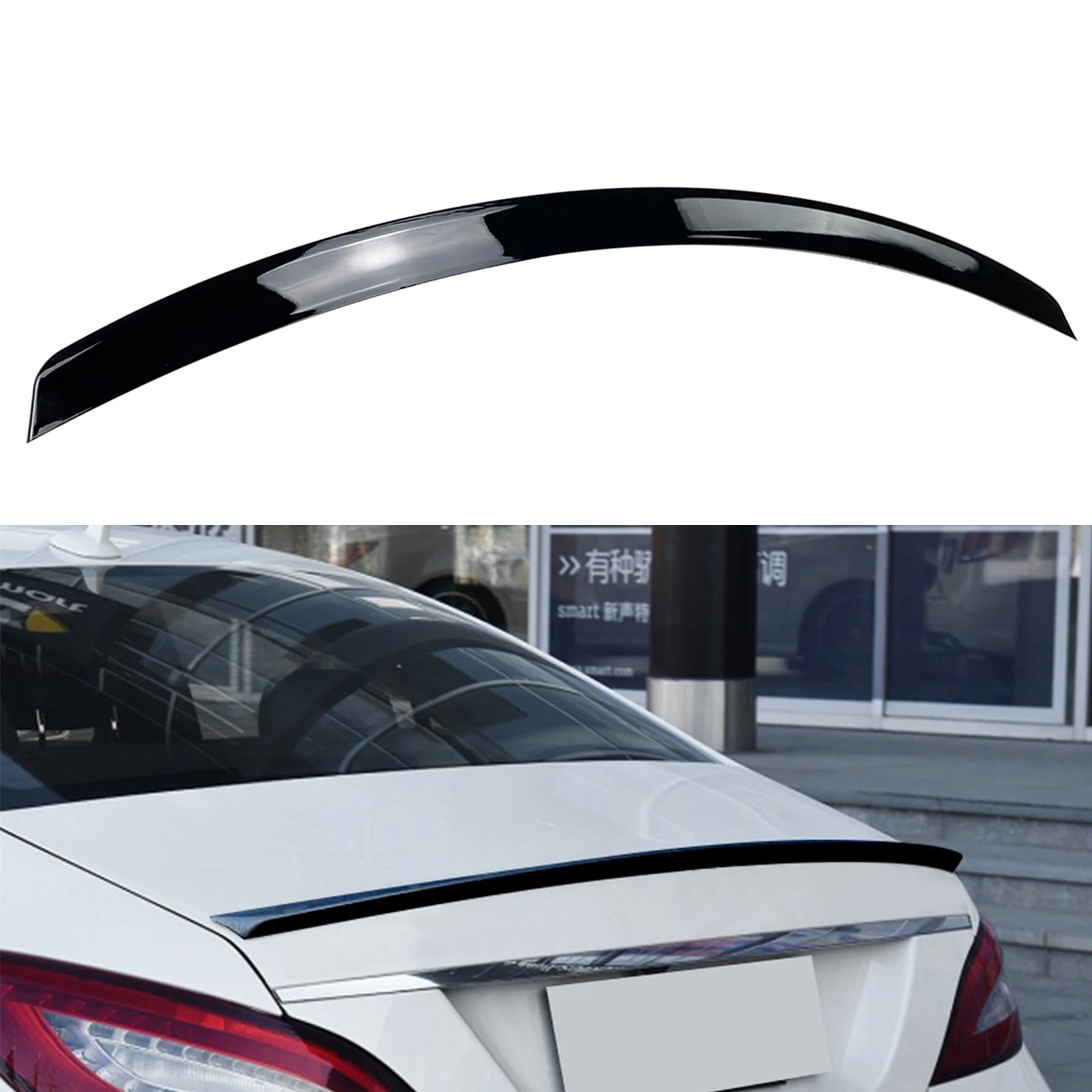 

For Mercedes Benz CLS Class C218 2011-2017 CLS260/300 AMG Rear Trunk Spoiler Wing Glossy Black Tailgate Lid Splitter Flap Lip