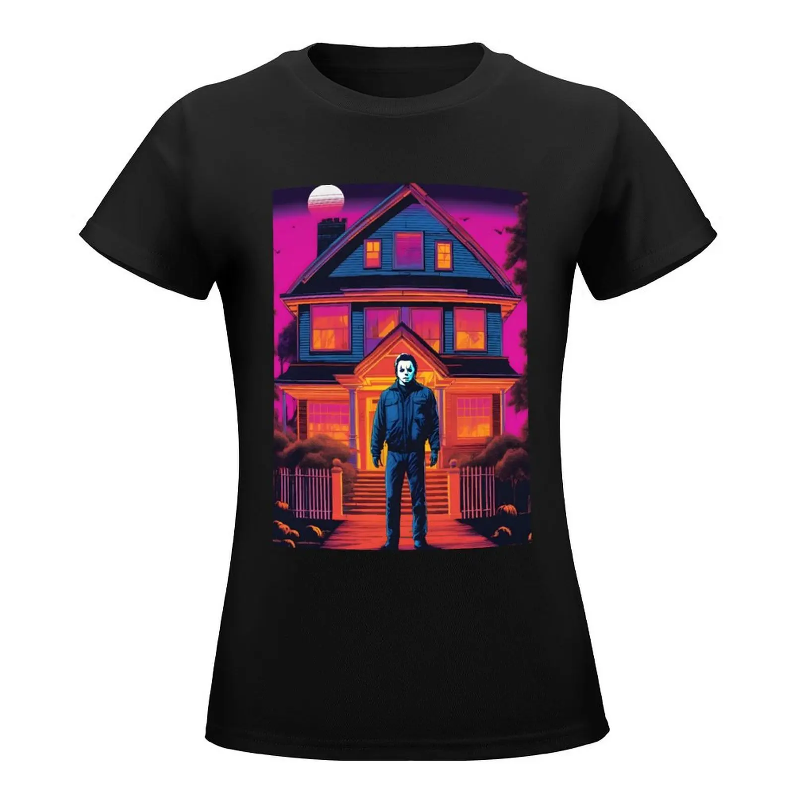 Michael Myers Retrowave Halloween T-Shirt kawaii clothes Aesthetic clothing tees cute tops womans clothing