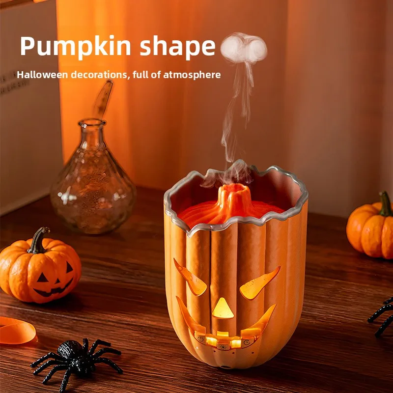 Halloween Jack-o'-lantern Humidifier USB Essential Oil Diffuser with Led Night Light For Home Room Decor Pumpkin Aroma Diffuser