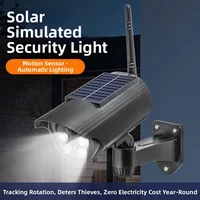 1pcs Solar Fake Security Camera With 360 Rotation Capability Motion Activation Red Light Flashing Light For Fence Wall Mounting