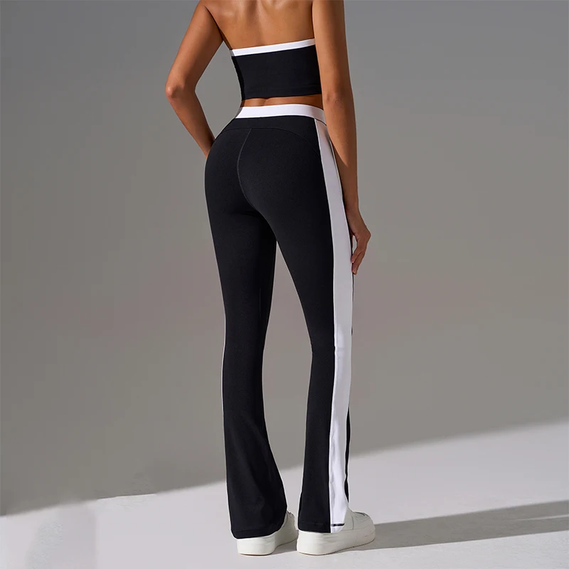 مجموعة اللياقة البدنية الرياضية النسائية حمالة صدر رسن ممتصة للصدمات عالية الخصر لرفع الورك والتخسيس واليوجا سراويل واسعة قليلاً #2