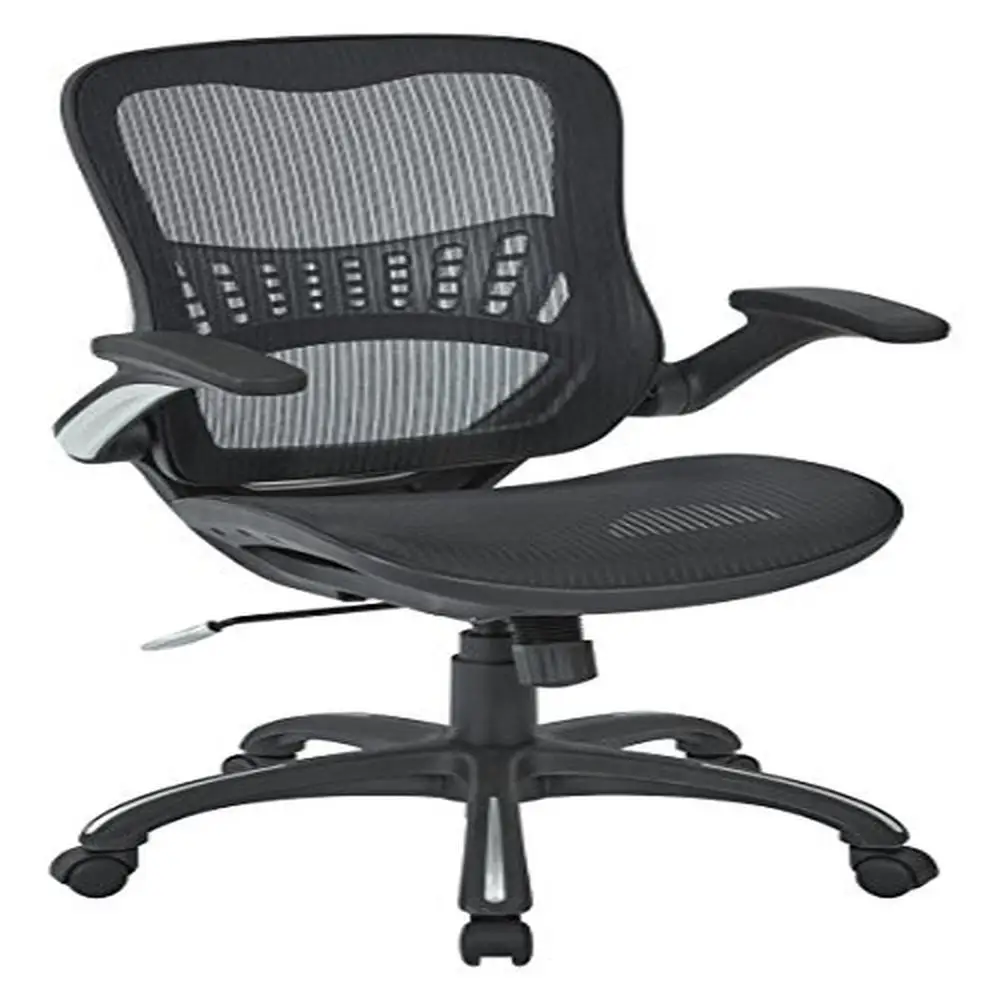 

Ventilated Mesh Manager's Desk Chair Adjustable Tilt Comfort Lumbar Support Silver Accents Dual Wheel Casters Commercial Use