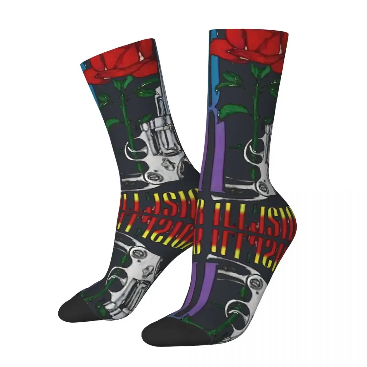 Funny Knowledge About GNR Men's Socks Retro Harajuku Guns N'Roses Hip Hop Novelty Pattern Crew Crazy Sock Gift Printed fugees