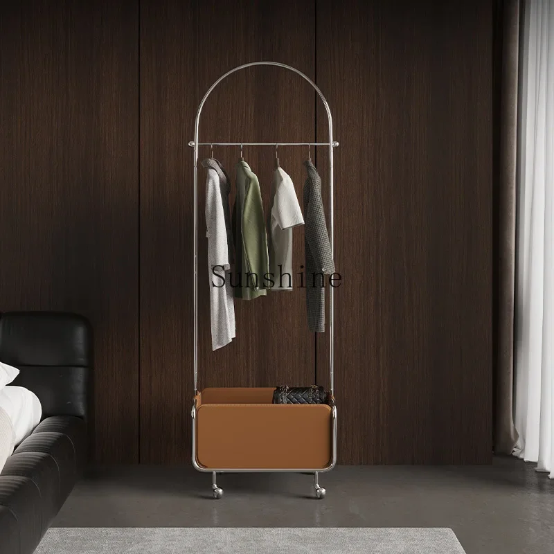 

Italian floor coat rack stainless steel saddle leather storage storage hanger