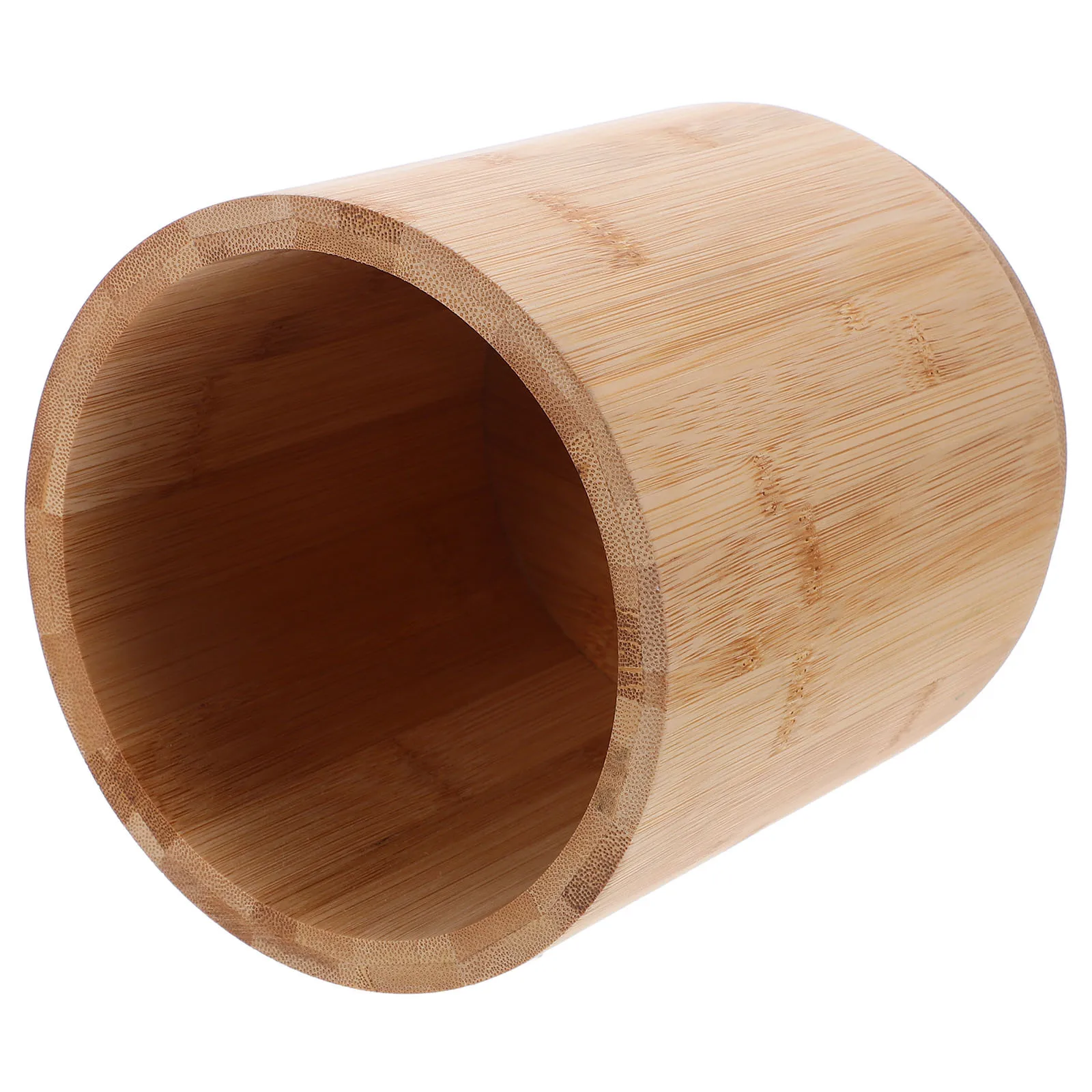 

360° Rotating Bamboo Utensil Holder Large Capacity Kitchen Counter Organizer For Forks Spoons Chopsticks Cooking Tools Storage