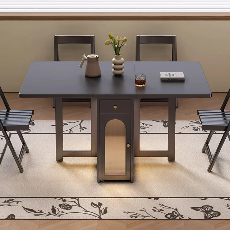

z Folding Black Dining Table Simple Living Room Vintage Luxurious Dining Table Wooden Mobile Muebles Para Hogar Furnitures z