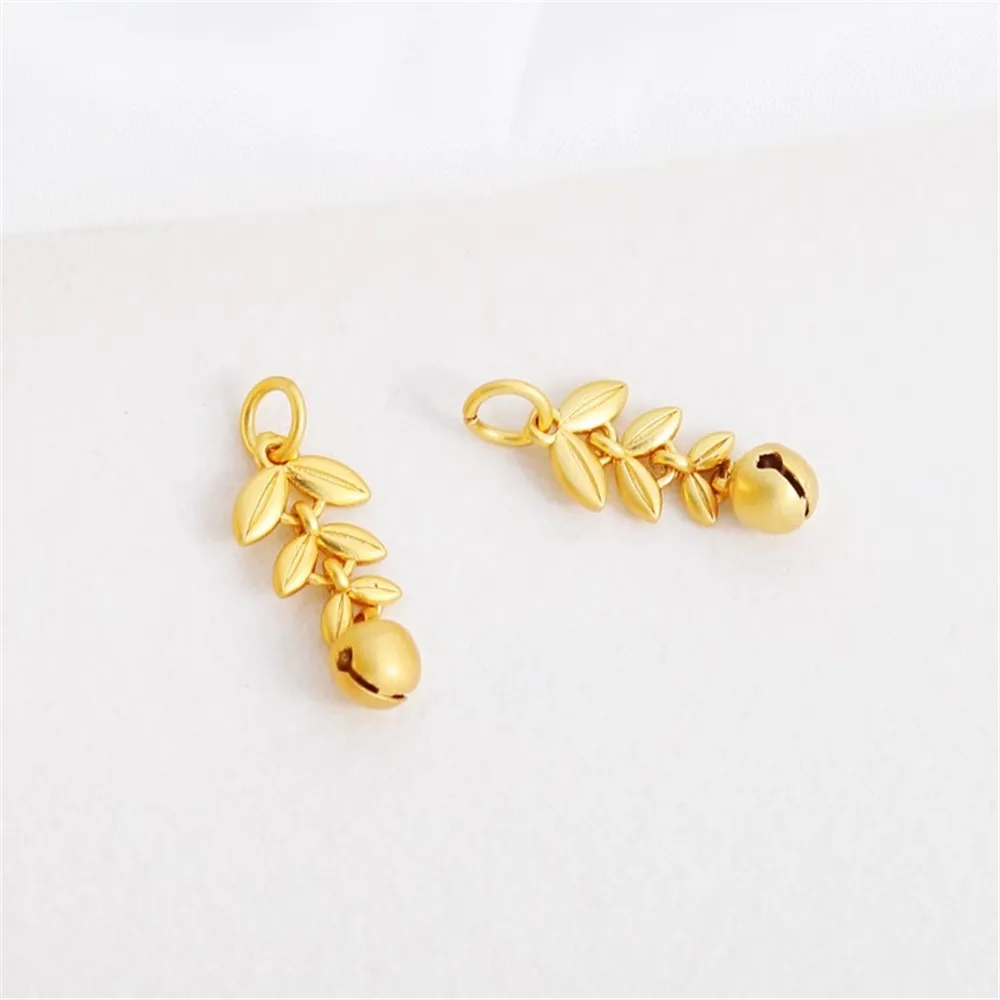 

18K Gold Filled Double-Sided Wheat Ear Bell Pendant, Bracelet Necklace, DIY Jewelry Accessories, 10x25mm