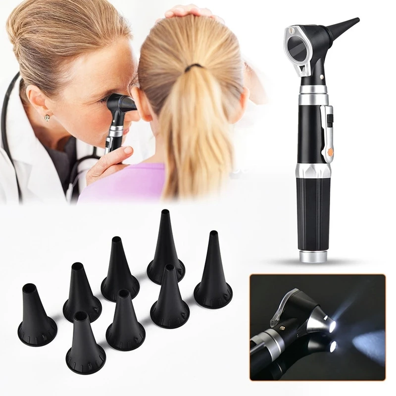 Professional Otoscopio Diagnostic Kit Medical Home Doctor ENT Ear Care Endoscope LED Portable Otoscope Ear Cleaner with 8 Tips
