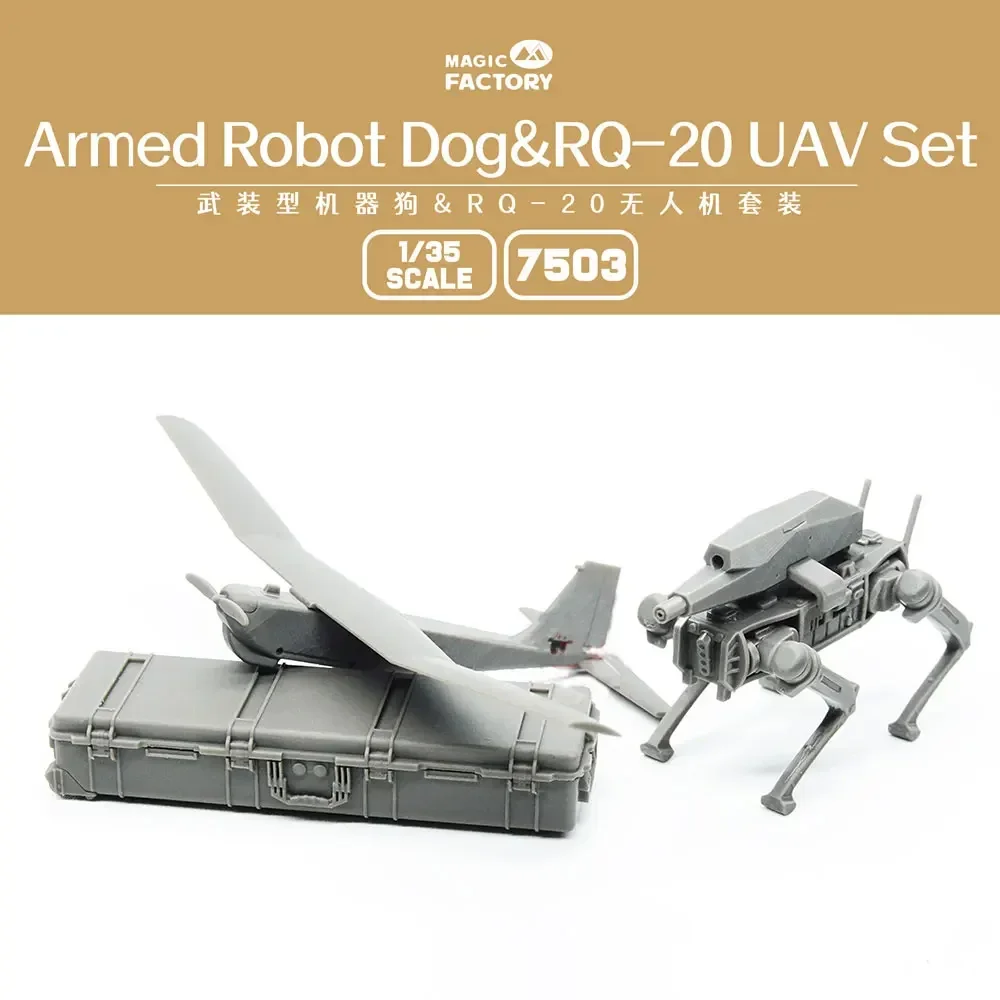 Magic Factory Assembly Model Kit  MF-7503 Armed Robot Dog&Rq-20 UAV Set  1/35