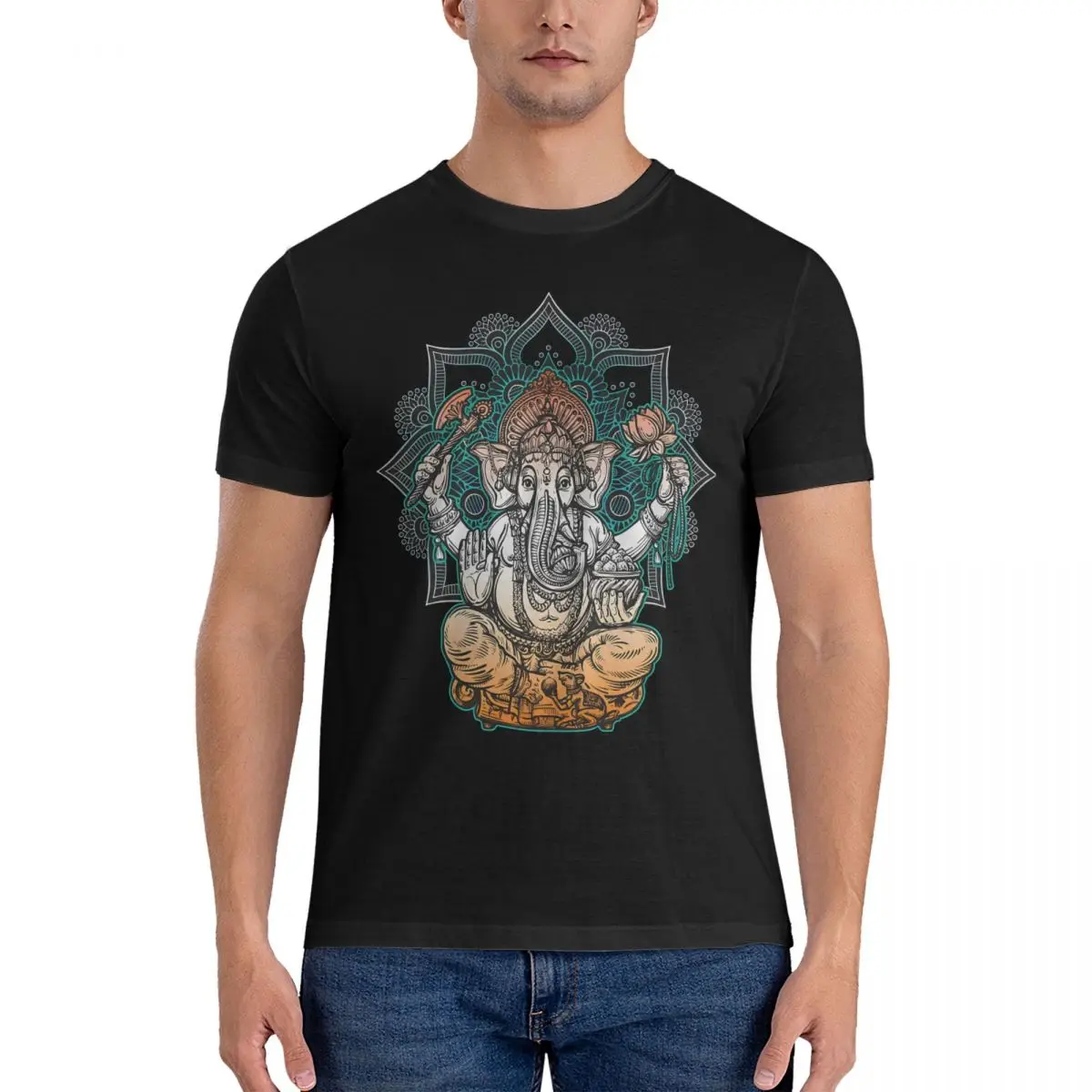 Men's Ganesha - Hindu God T Shirts Buddha Pure Cotton Clothing Casual Short Sleeve Crew Neck Tee Shirt 6XL T-Shirts