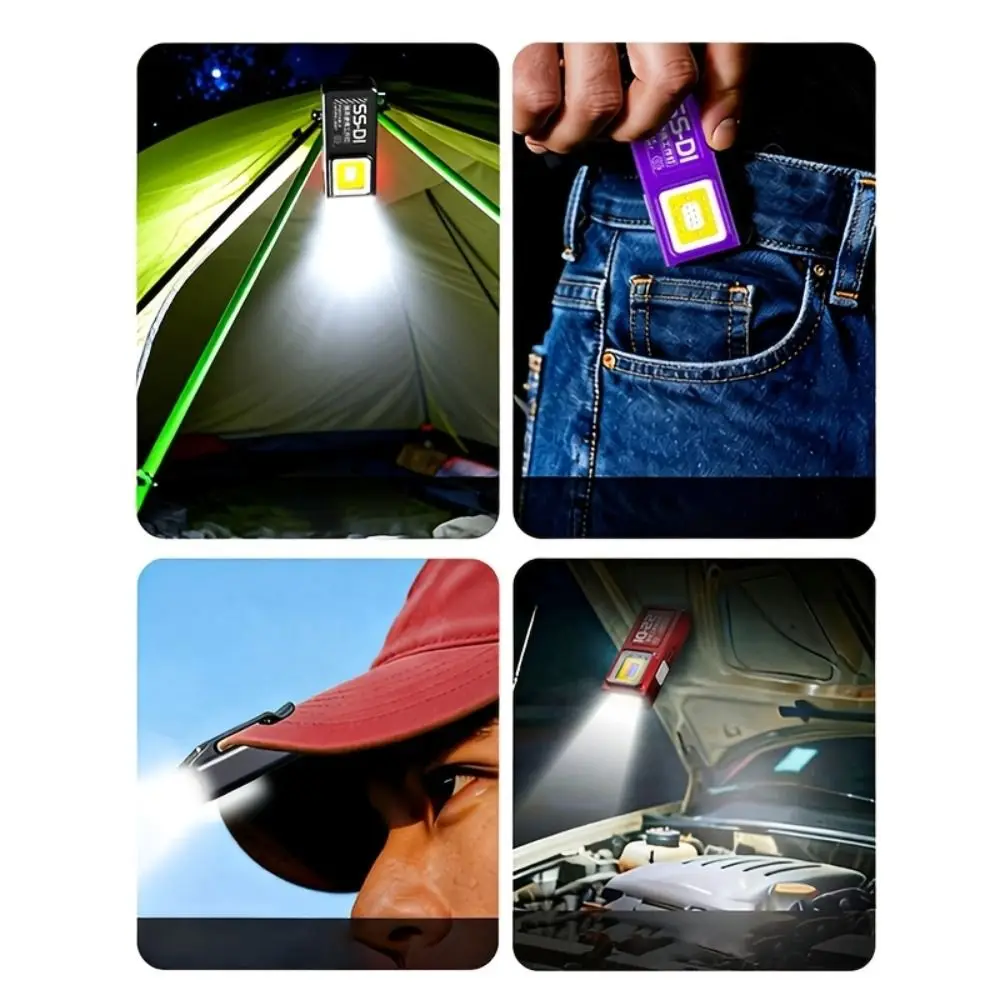 

Ultra Bright Mini LED Flashlight Dual Light USB Charging Portable Lighting COB Side Lights Compact Design Warning Light Fishing