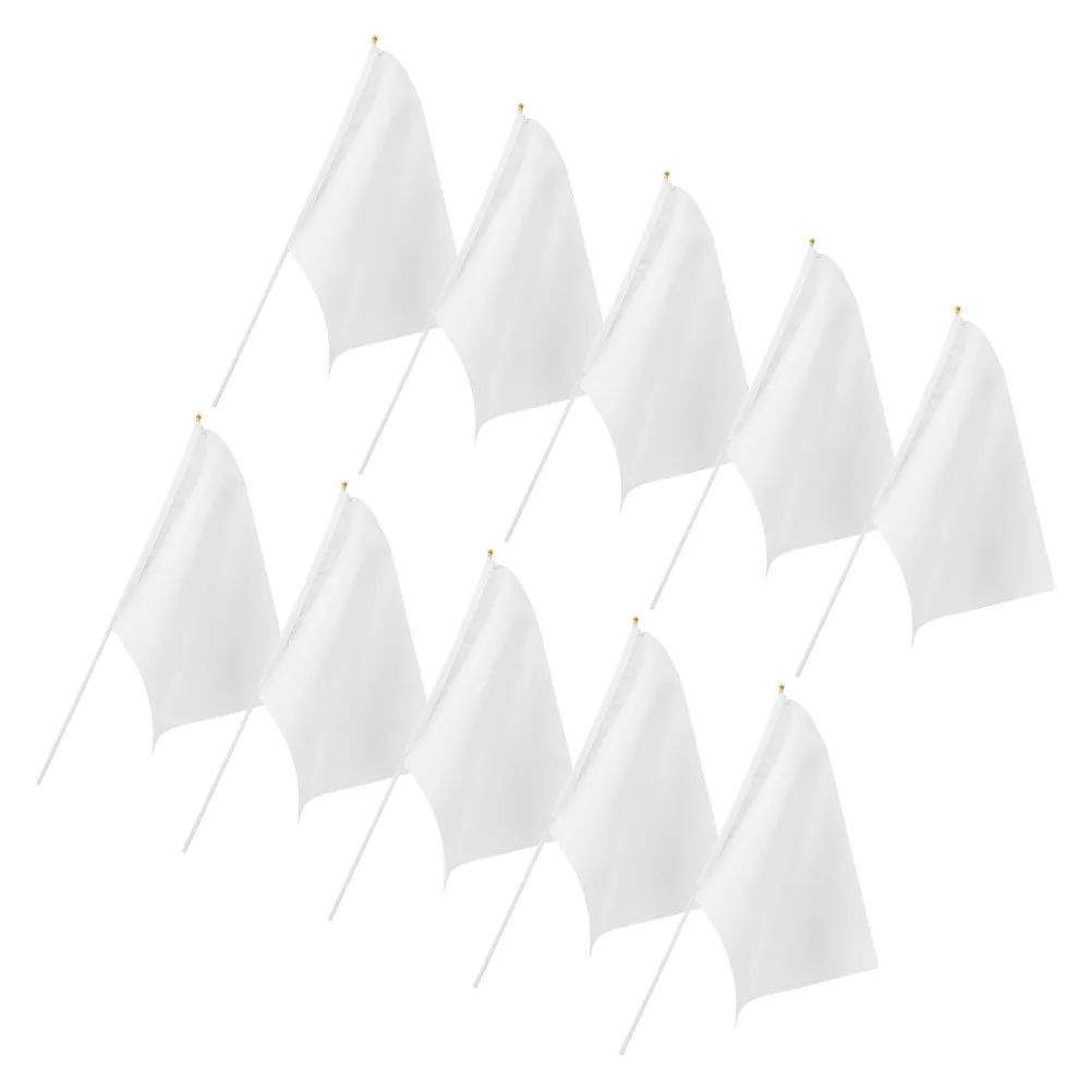 10Pcs Small Handheld Signal Flags Blank Customizable for Football Match Soccer Referee Racing Conducting Sports Equipment