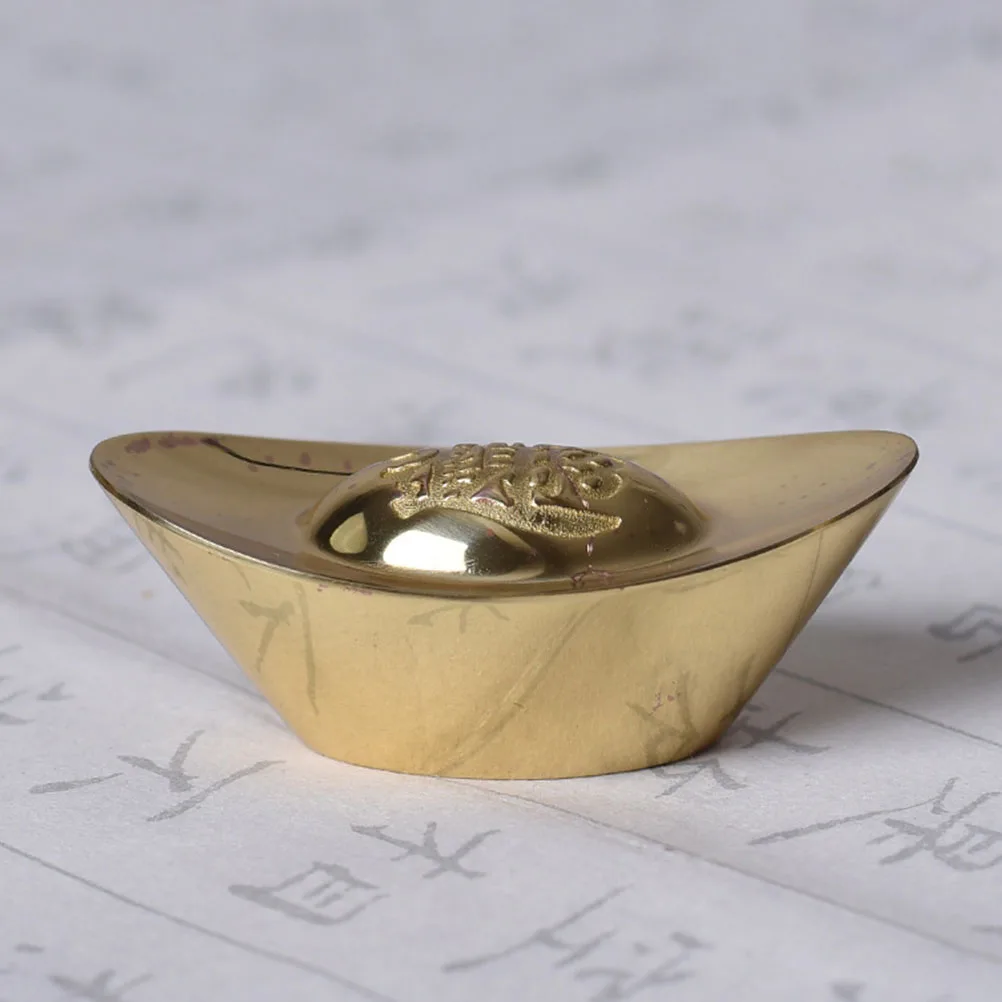 

1Pcs Gold Ingot Brass Pen Holder Calligraphy Brush Stand Ink Pen Rest Desktop Organizing Rack Calligraphy Brush Rack