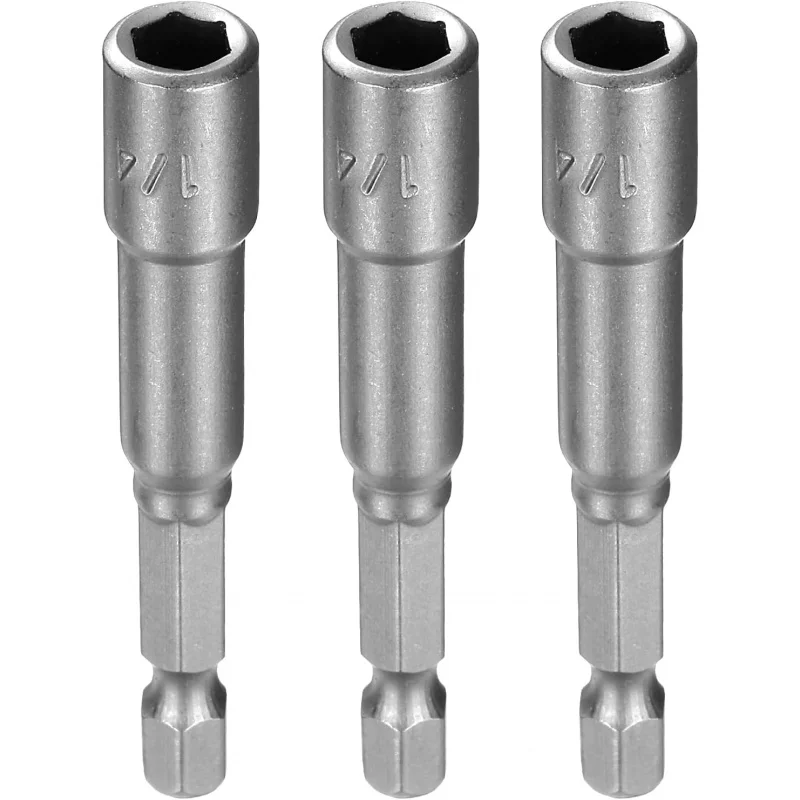 3pcs Hex Nut Driver Drill Bit 1/4 6-Point Socket 1/4 Hex Shank Nut Setter Steel Quick-Change Nut Power Drills Impact