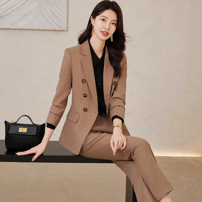 High Quality Fabric Formal Pantsuits Ladies Office Work Wear Professional Business Career Interview Trousers Sets Female Blazers