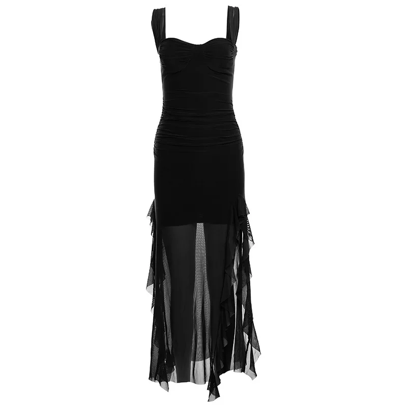 Vestido largo elegante para mujer, hermoso vestido de fiesta de noche, tirantes Sexy, Tops de tubo, aberturas, caderas, vestidos largos