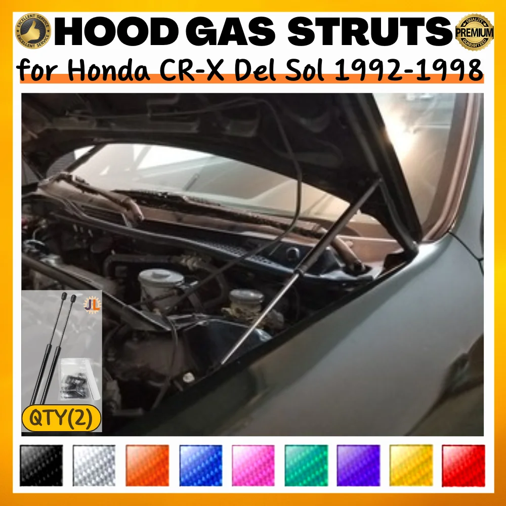

Qty(2) Hood Struts for Honda CR-X Del Sol 1992-1998 Front Bonnet Modify Gas Springs Shock Absorber Lift Supports Dampers