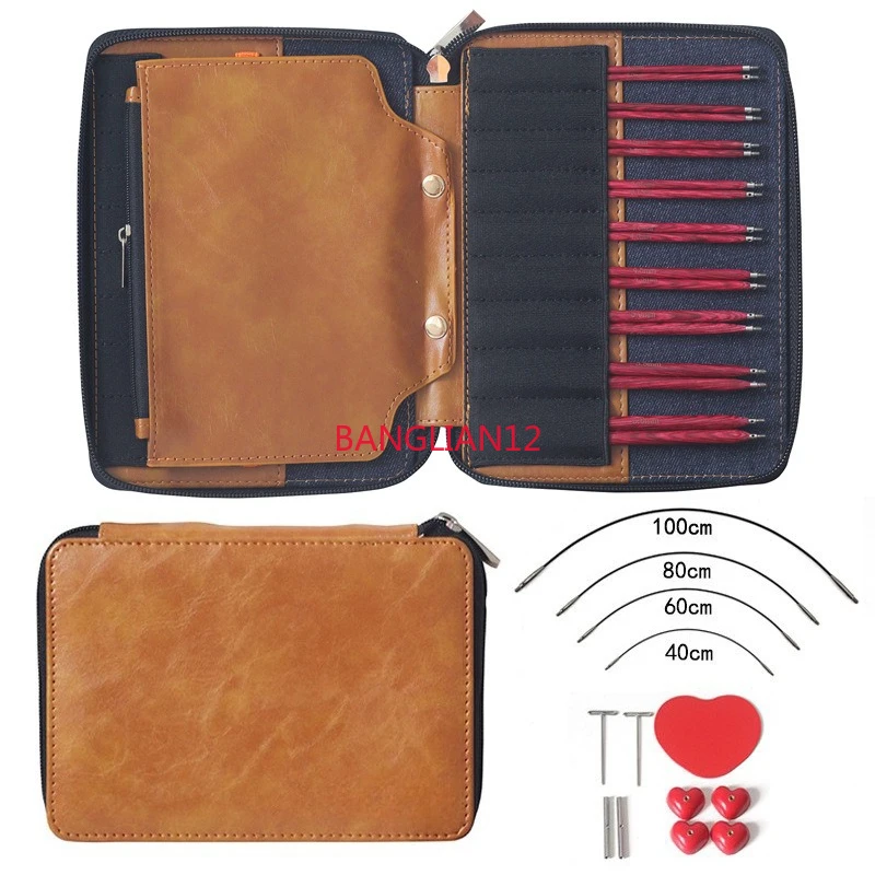 

Набор деревянных круглых спиц для вязания в стиле легкой роскоши, с цветными деревянными ручками ручной полировки и съемными кольцами.