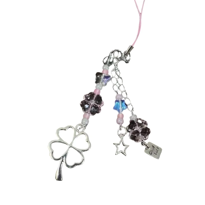 Four Leaf Clovers Phone Strap Portable Phone Charm Keychain for All Ages Dropsale