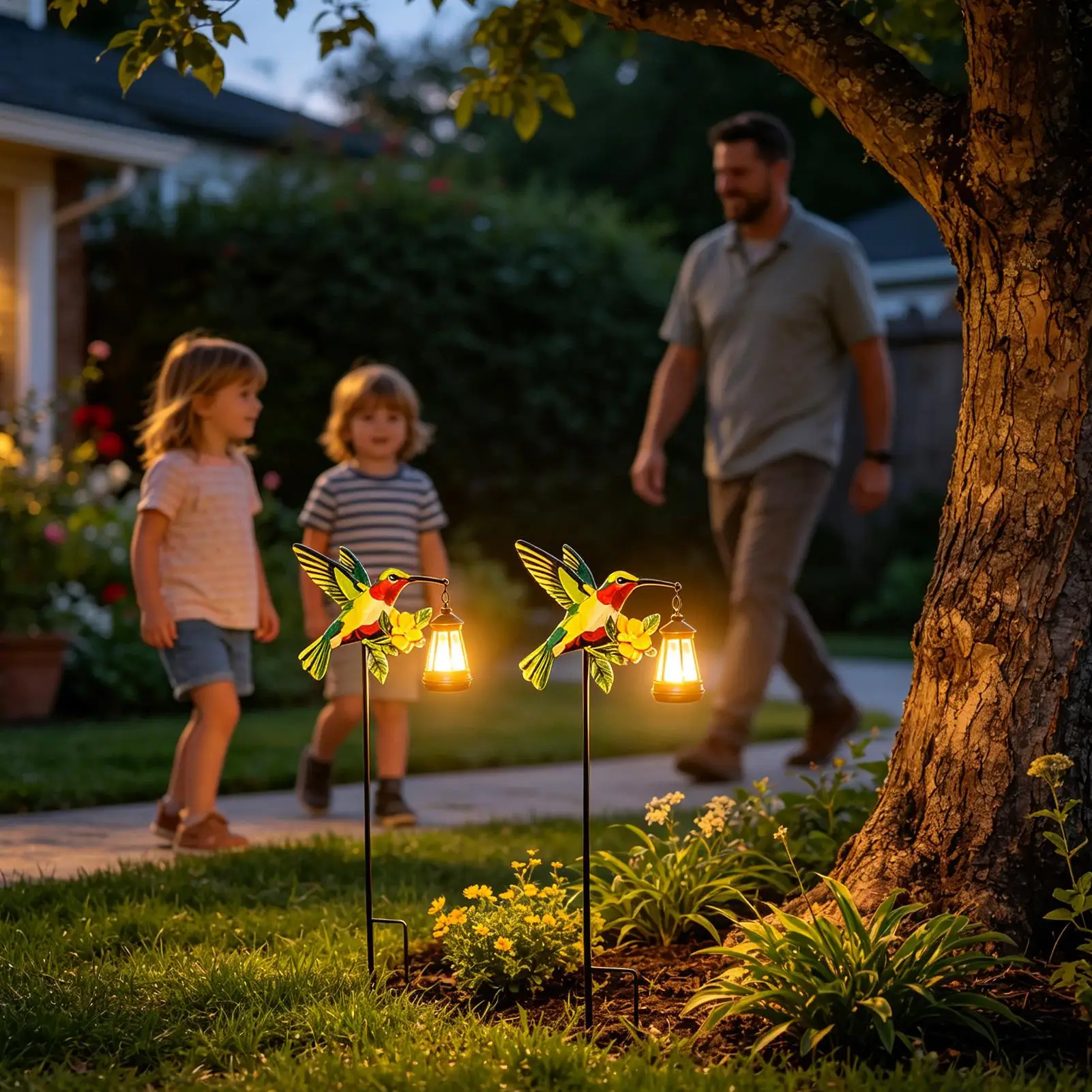 

Solar Walkway Lights Outdoor Hummingbird Garden Waterproof Lantern Courtyard Solar Lights For Outdoor Patio Backyard Porch Lawn