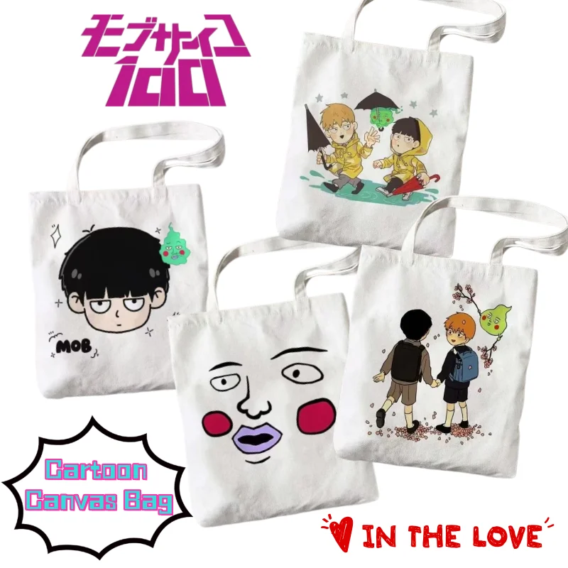 Neue Mob Psycho 100 Shigeo Kageyama Reigen Arataka Dimple Canvas-Tasche für Schüler, Große Kapazität, Schultertasche mit Hohem Farbwert – Detail 1